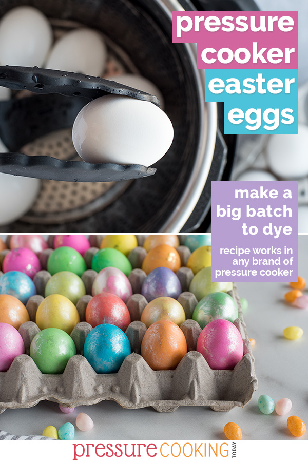 Everything you need to know to make a big batch of perfect Instant Pot / Pressure Cooker Hard-Boiled Eggs for Easter decorating. via @PressureCook2da