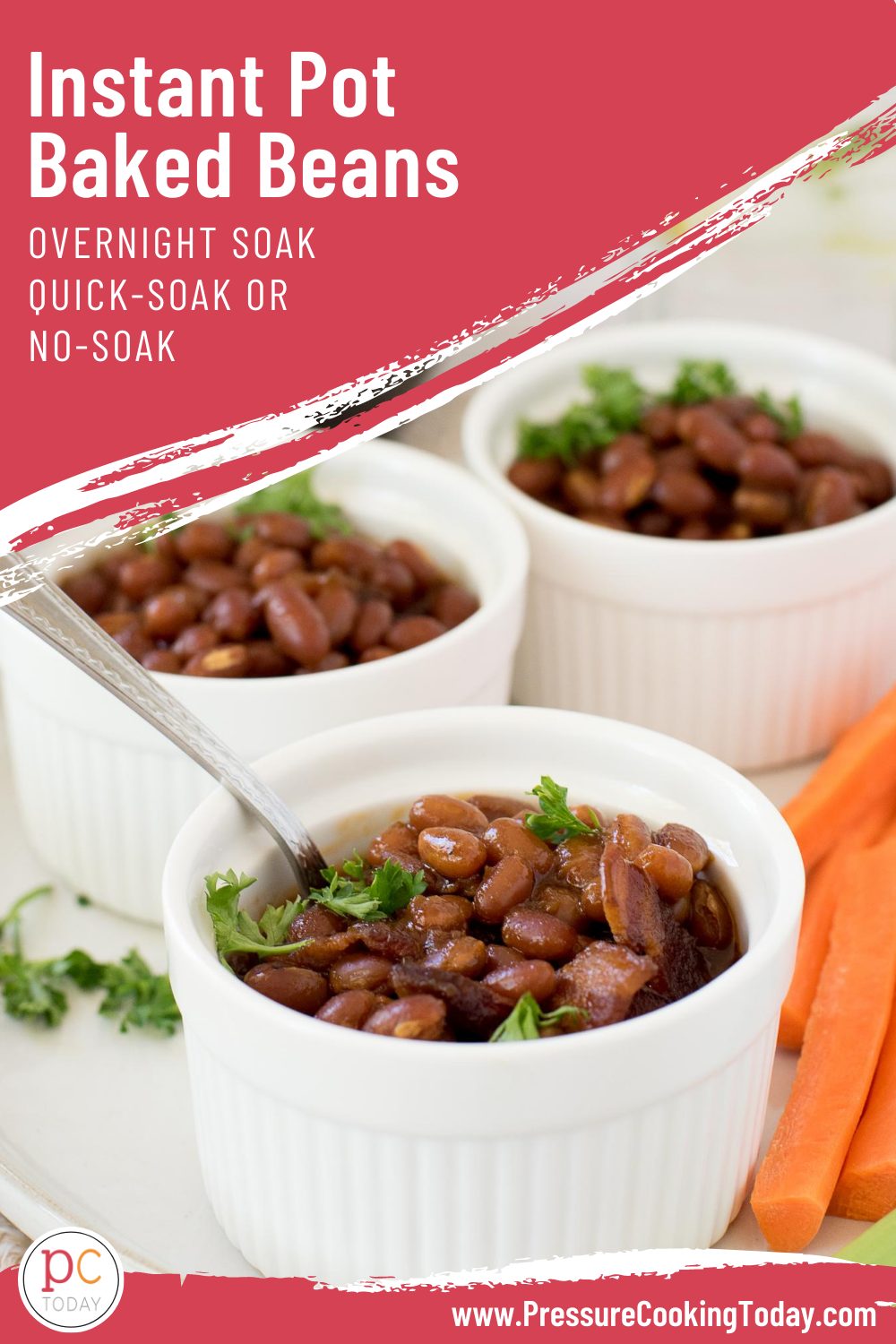 The BEST way to make Instant Pot Baked Beans. Directions for overnight soak, quick-soak, or no-soak beans. Never make your beans any other way! via @PressureCook2da