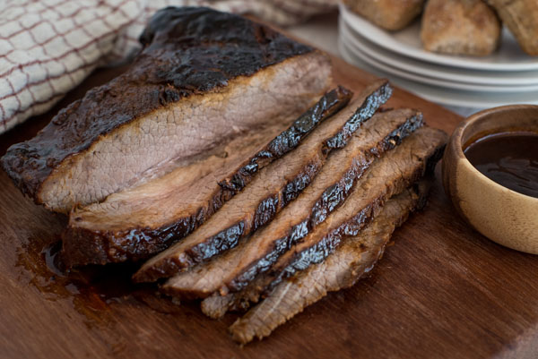 Close up of sliced Instant Pot brisket