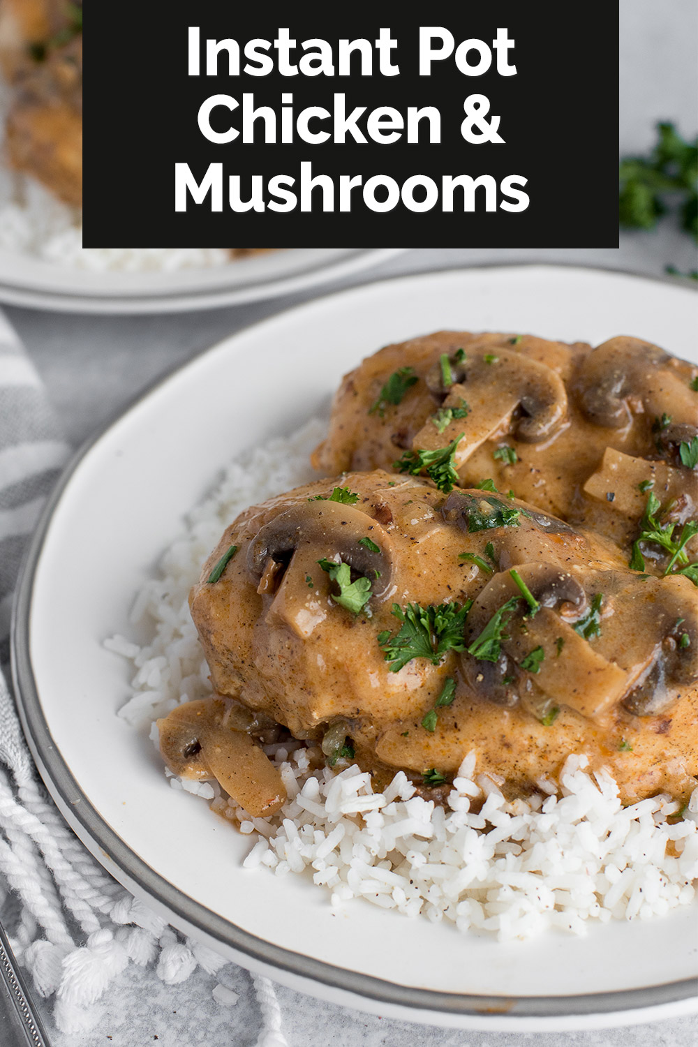 pinterest button for instant pot chicken and mushrooms via @PressureCook2da