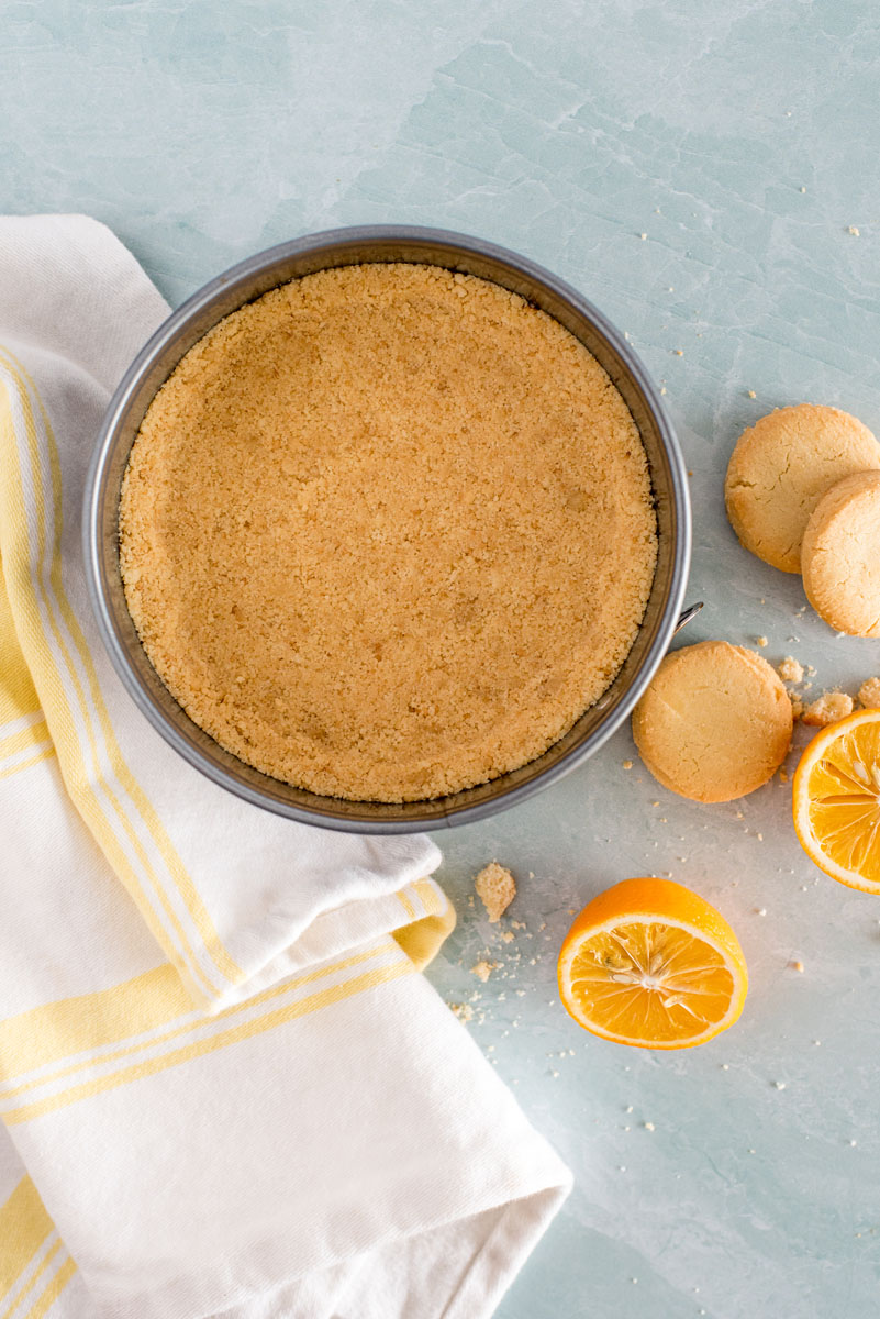 shortbread crust for a cheesecake in a springform pan