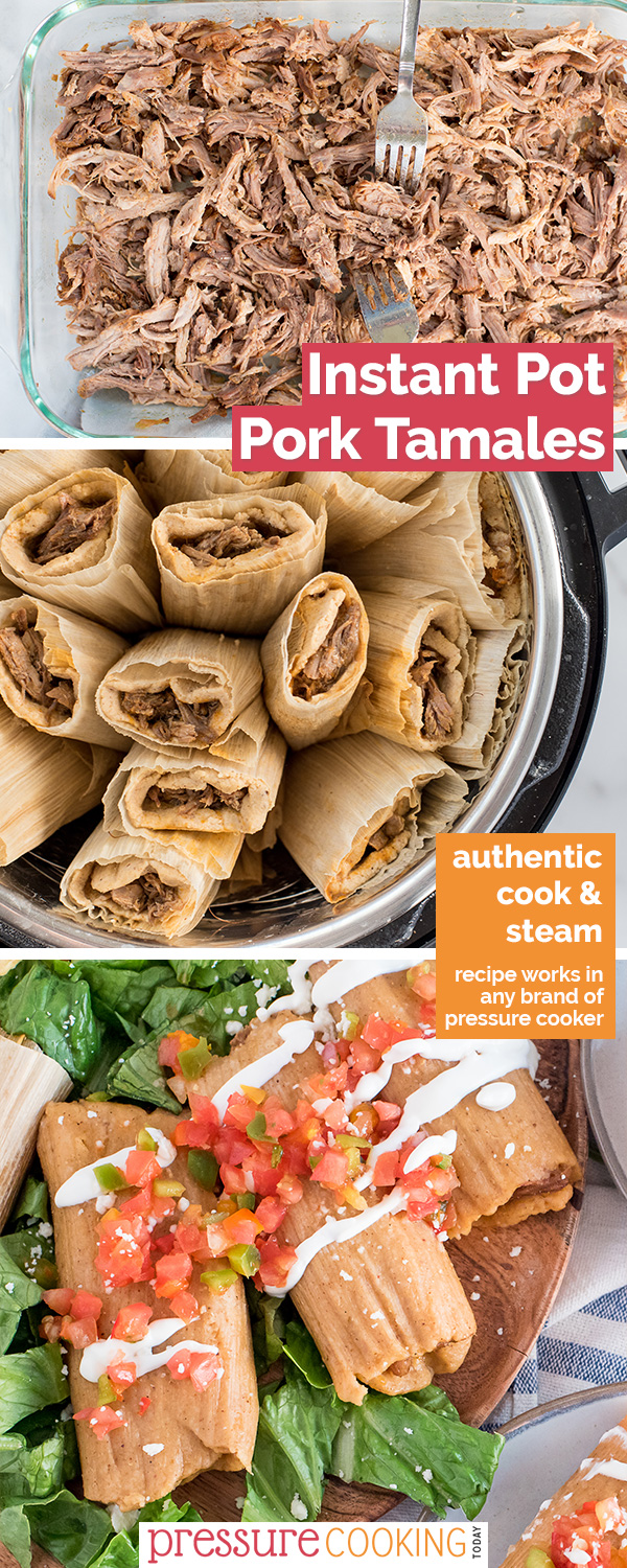 This Pork Tamale recipe tastes AMAZING! Plus, steaming your tamales in the Instant Pot doesn't heat up your house! via @PressureCook2da