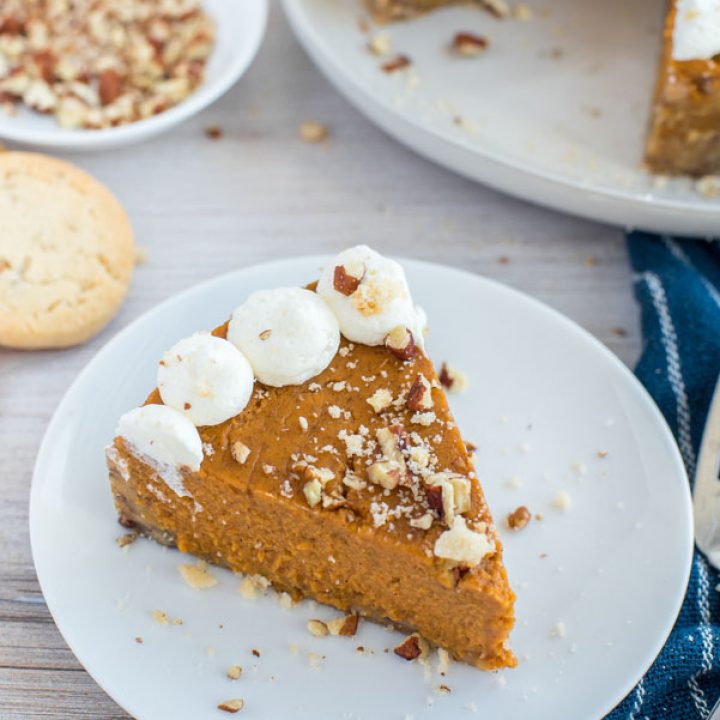 Pressure cooker pumpkin plated up with whipped cream.