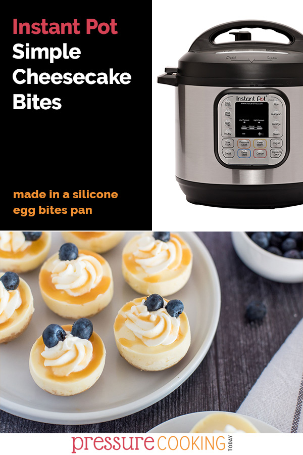 Use your silicone egg bites tray to make these amazing Instant Pot Cheesecakes! via @PressureCook2da