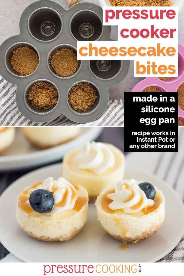 Use your silicone egg bites tray to make these amazing Instant Pot Cheesecakes! via @PressureCook2da