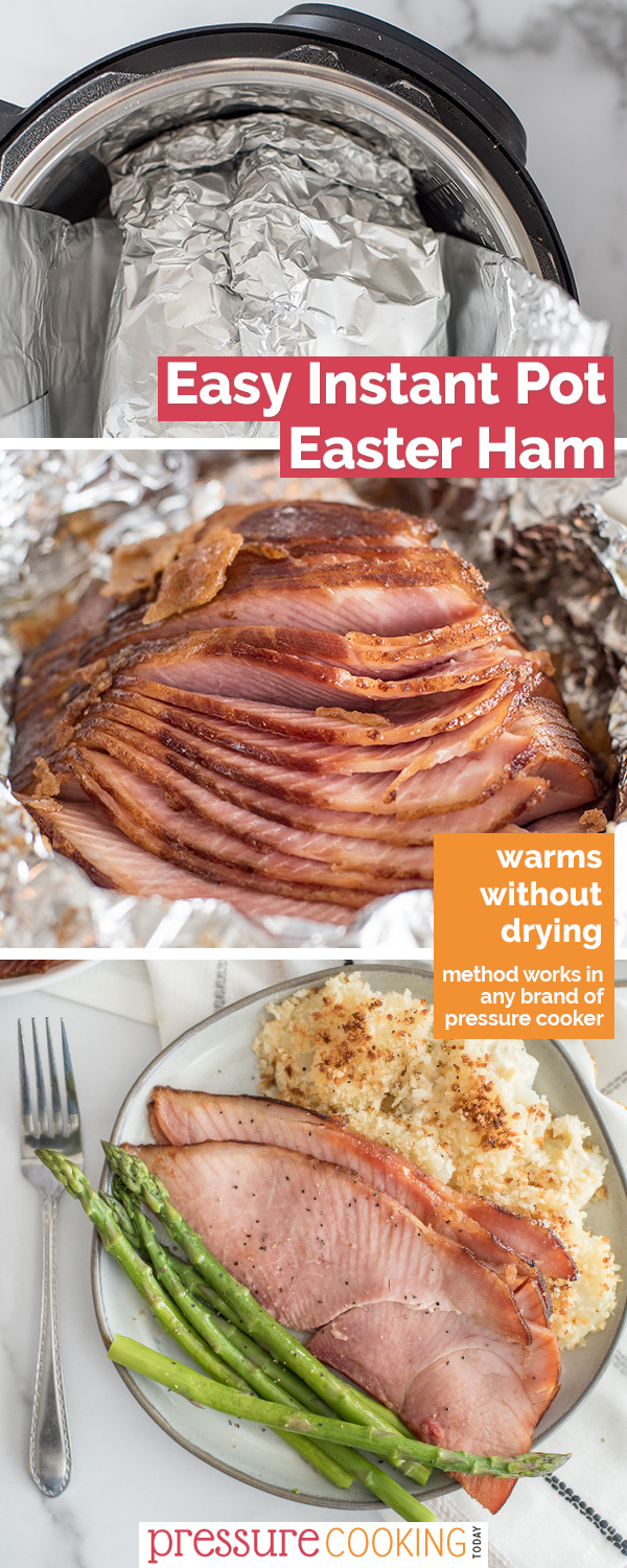 Heat your spiral-cut Easter ham in your Instant Pot to ensure your meal stays tender and juicy! So easy! Works with any cured or brined ham, including bone-in or boneless hams, glazed or as-is. We love to use this method on our Honey Baked Ham! #PressureCookingToday via @PressureCook2da