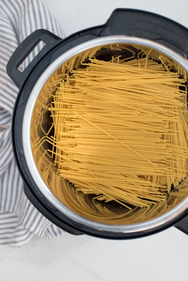 uncooked spaghetti noodles in Instant Pot