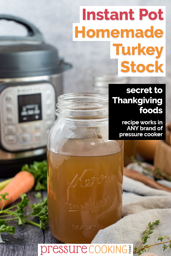 Instant Pot Turkey Stock will take your Thanksgiving dressings, stuffings, and gravy to the next level. It is a must-try, and SO EASY to make in your Instant Pot. #PressureCookingToday via @PressureCook2da