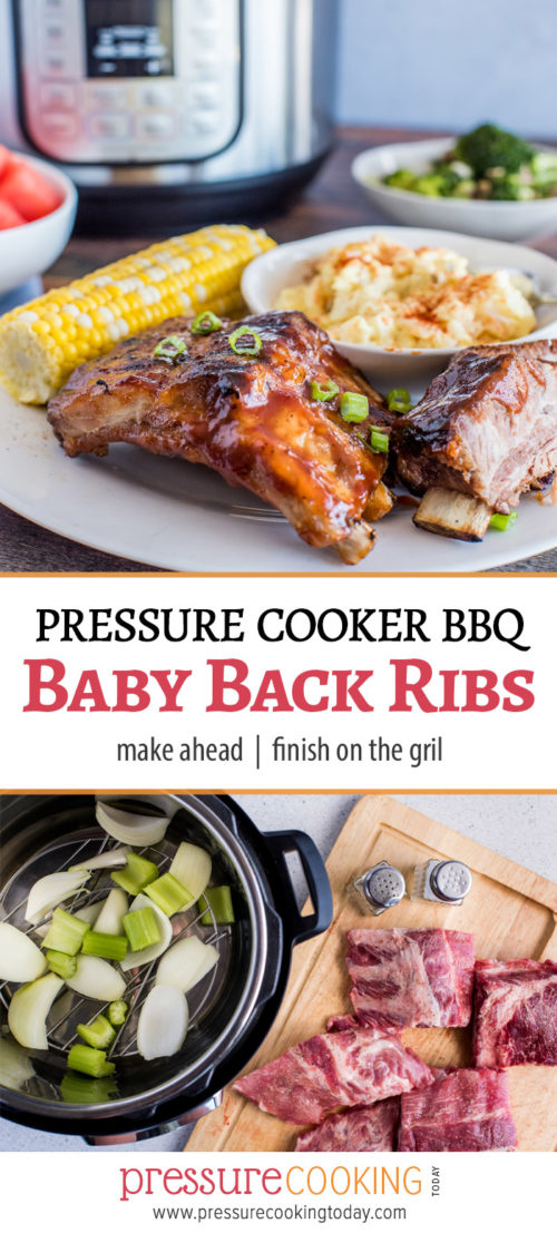 Pin It collage for Pressure Cooker BBQ Baby Back RibsRecipe by Pressure Cooking Today