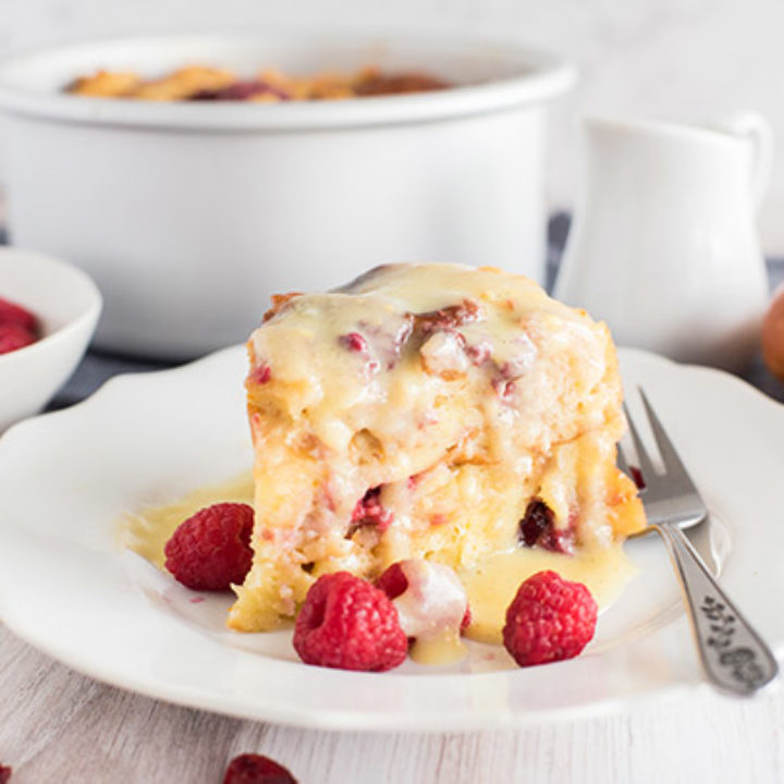 Instant Pot / Pressure Cooker Raspberry Orange Bread Pudding