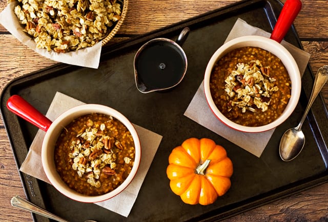 Pumpkin-Steel-Cut-Oats in two bowls