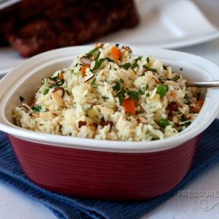 Easy to make Pressure Cooker Rice Pilaf with Carrots, Peas and Parsley