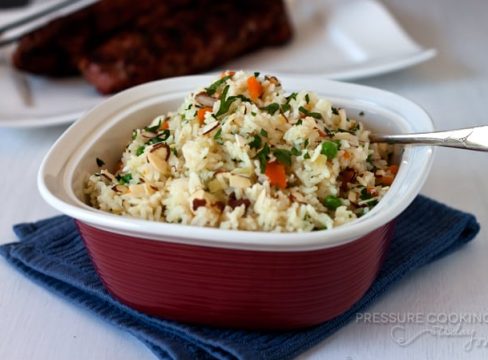 Easy to make Pressure Cooker Rice Pilaf with Carrots, Peas and Parsley