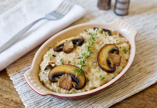 Pressure Cooker (Instant Pot) Savory Mushroom Thyme Oatmeal