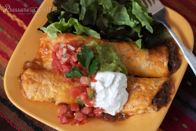 Pressure Cooker (Instant Pot) Shredded Beef Enchiladas