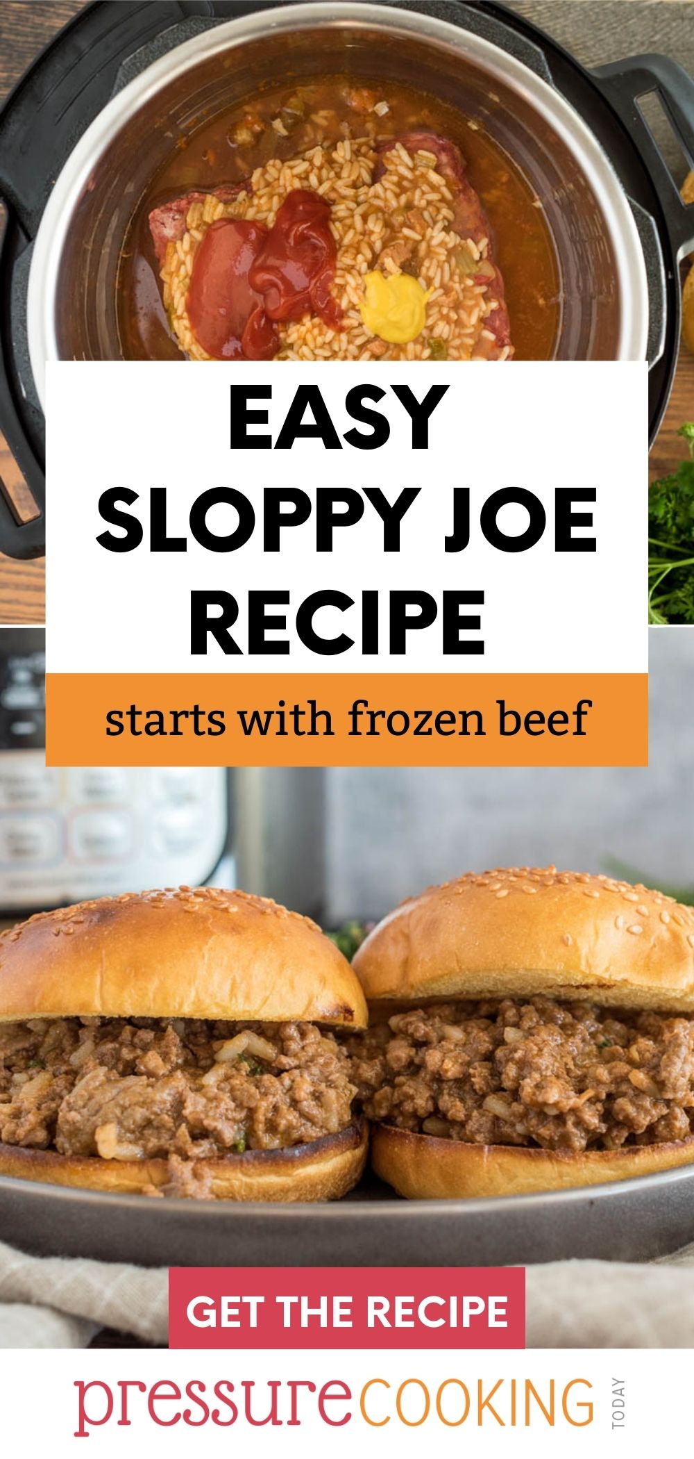 This easy Sloppy Joe recipe cooks up quick in your Instant Pot! It starts with frozen ground beef and a surprising shortcut ingredient! via @PressureCook2da