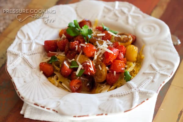 Pressure Cooker (Instant Pot) Spaghetti Squash with Roasted Tomatoes