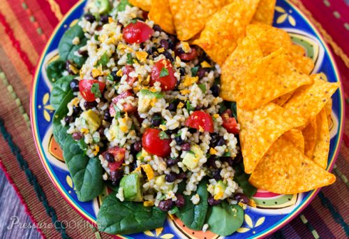 Pressure Cooker (Instant Pot) Spicy Brown Rice Black Bean Salad