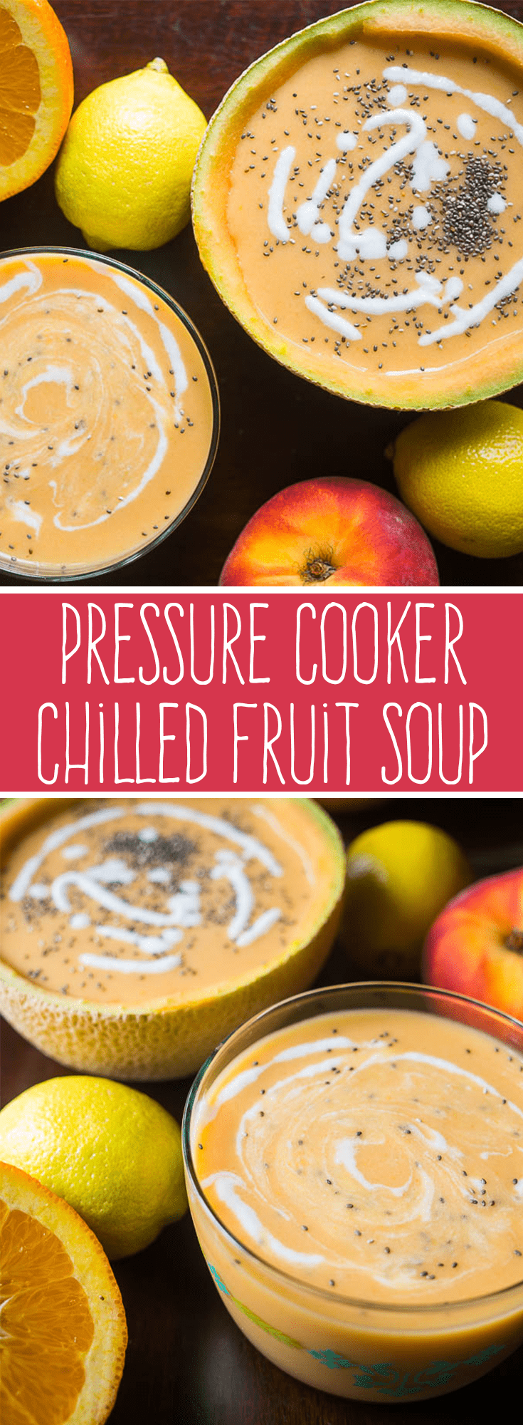 Chilled Fruit Soup is the perfect way to turn your favorite summer fruits into a creamy and delicious snack, dessert, or wholesome breakfast! This Pressure Cooker chilled fruit soup recipe makes a refreshing meal any time of the day! #soup #summerrecipes #instantpot #pressurecooker via @PressureCook2da