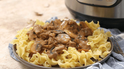 Pressure cooker beef stroganoff recipe from Pressure Cooking Today.